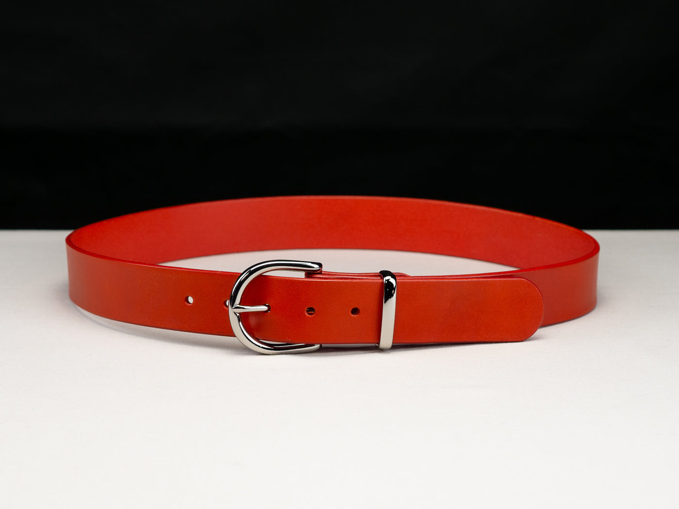 Leather Belt Arcus ~ Red Belt with Brass Buckle - Atlas Leathercraft - Handmade Australian Leather Goods