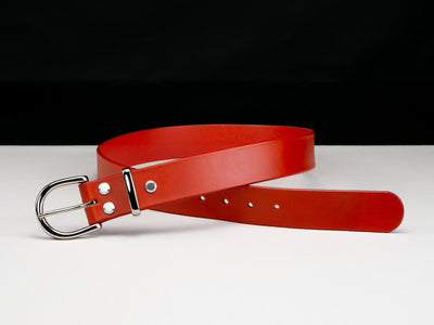 Leather Belt Arcus ~ Red Belt with Brass Buckle - Atlas Leathercraft - Handmade Australian Leather Goods
