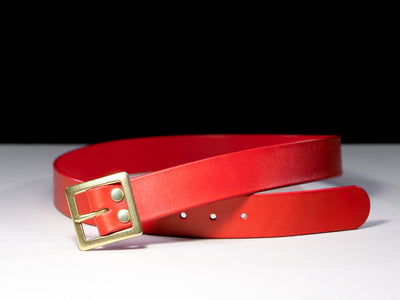 Leather Belt Bella ~ Red Belt with Brass Buckle - Atlas Leathercraft - Handmade Australian Leather Goods