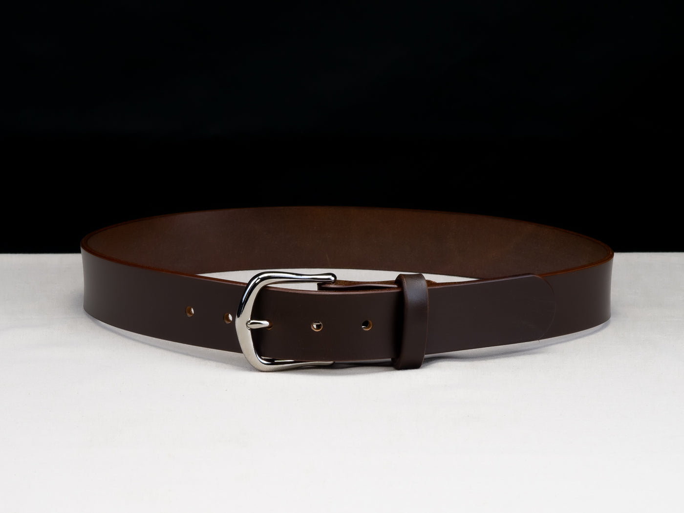 Leather Belt Diem ~ Choco Brown Sedgwick Belt with Heel-bar Buckle - Atlas Leathercraft - Handmade Australian Leather Goods