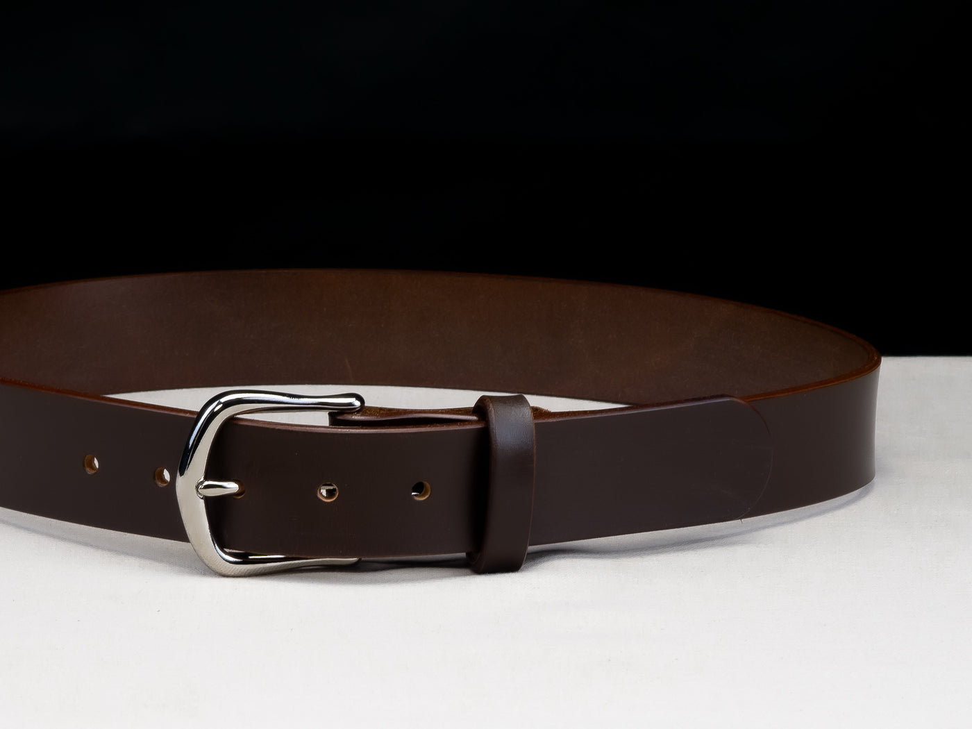 Leather Belt Diem ~ Choco Brown Sedgwick Belt with Heel-bar Buckle - Atlas Leathercraft - Handmade Australian Leather Goods