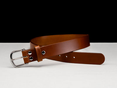 Leather Belt Diem ~ Hazel Brown Sedgwick Belt with Heel-bar Buckle - Atlas Leathercraft - Handmade Australian Leather Goods