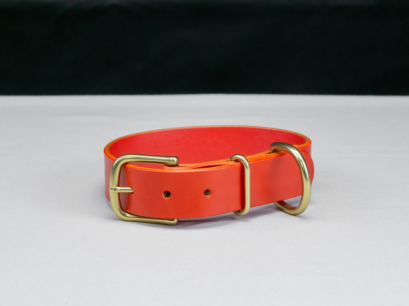 Leather Belt Dog Collar - Chili Pepper Red English Bridle Leather - Atlas Leathercraft - Handmade Australian Leather Goods