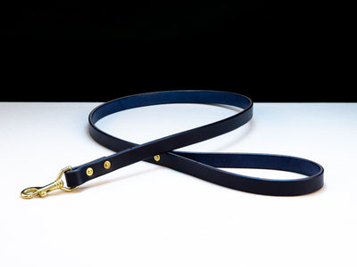 Leather Belt Dog Lead - Navy Blue English Bridle Leather - Atlas Leathercraft - Handmade Australian Leather Goods