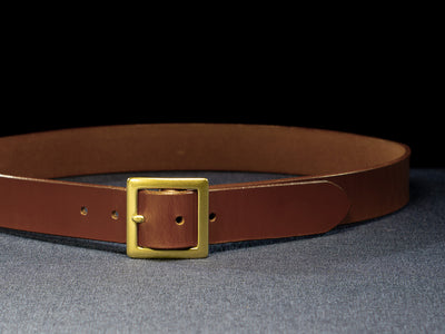 Leather Belt Opus ~ Hazel Brown Sedgwick Belt with Garrison Centre-bar Buckle - Atlas Leathercraft - Handmade Australian Leather Goods
