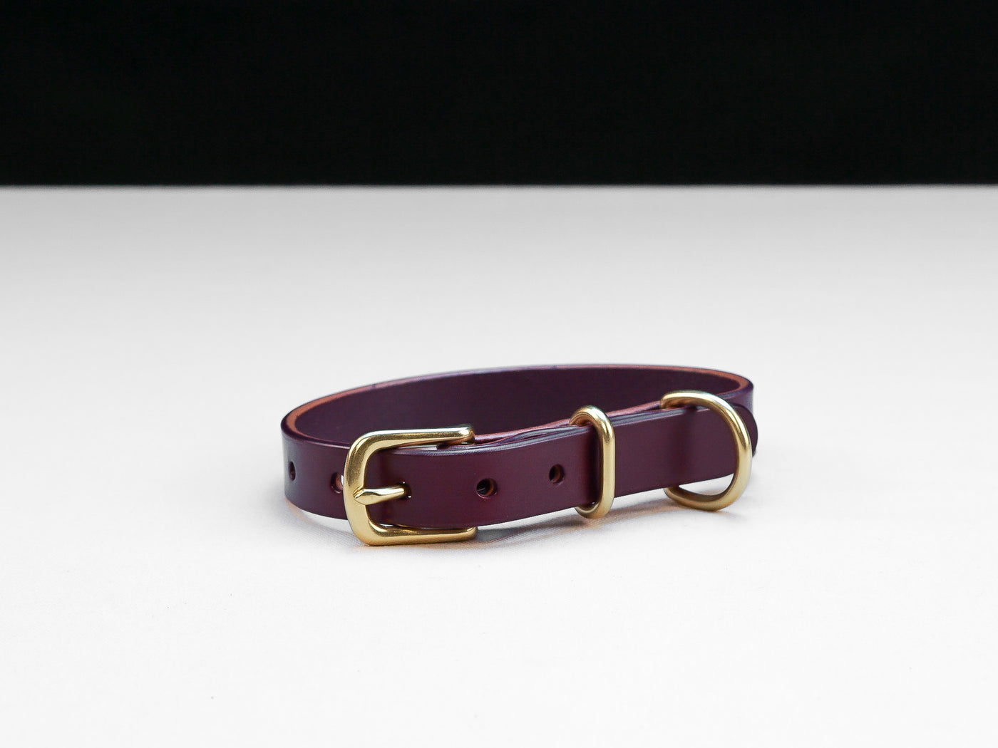 Leather Belt Dog Collar - Eggplant Purple English Bridle Leather - Atlas Leathercraft - Handmade Australian Leather Goods