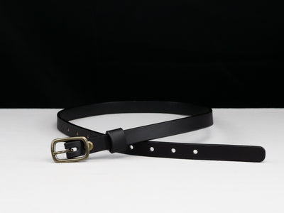 Leather Belt Minima ~ Black Belt with Brass Buckle - Atlas Leathercraft - Handmade Australian Leather Goods