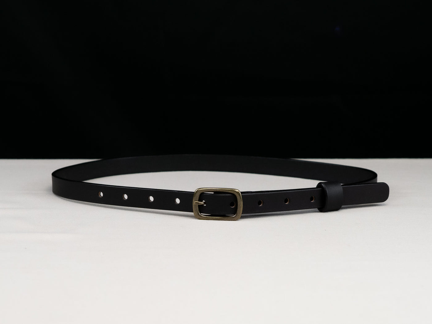 Leather Belt Minima ~ Black Belt with Brass Buckle - Atlas Leathercraft - Handmade Australian Leather Goods