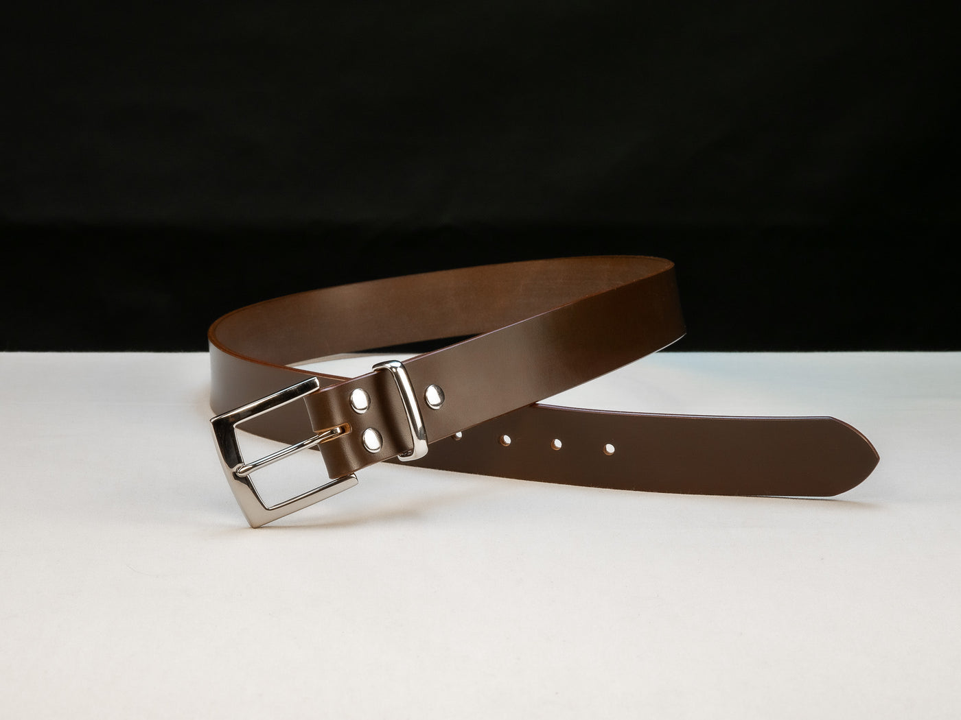 Leather Belt Opus ~ Choco Brown Sedgwick Belt with Heel-bar Buckle - Atlas Leathercraft - Handmade Australian Leather Goods