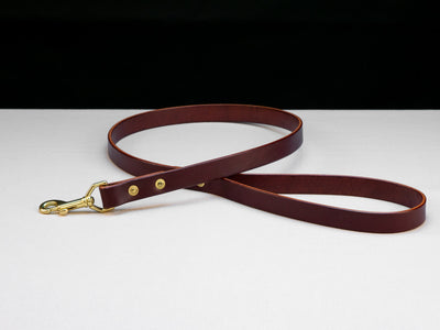 Leather Belt Dog Lead - Burgundy English Bridle Leather - Atlas Leathercraft - Handmade Australian Leather Goods