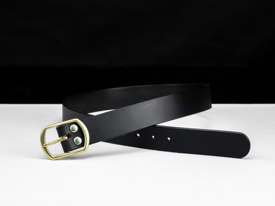 Leather Belt Symmetria ~ Black Belt with Centre-bar Buckle - Atlas Leathercraft - Handmade Australian Leather Goods