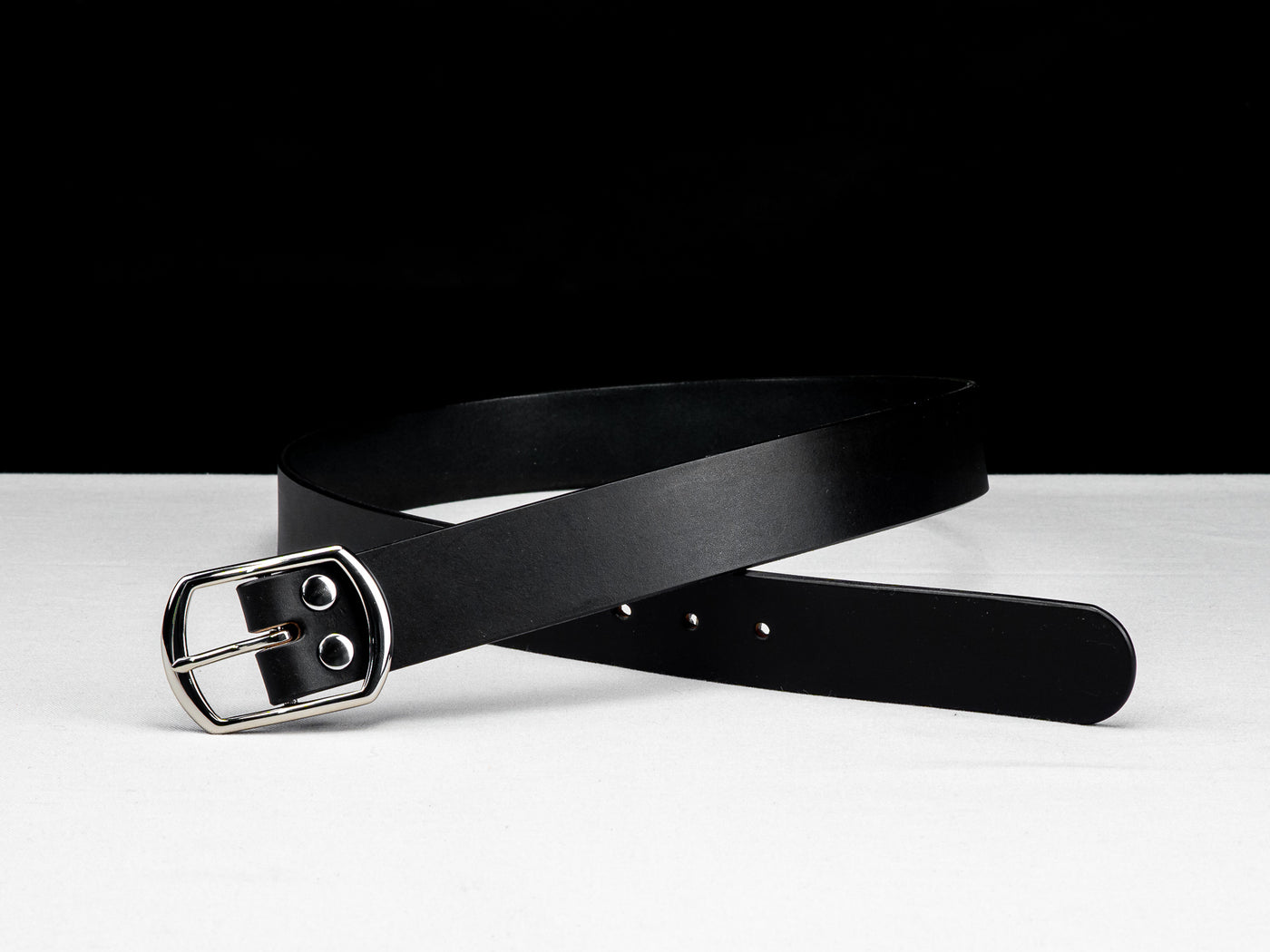Leather Belt Symmetria ~ Black Belt with Centre-bar Buckle - Atlas Leathercraft - Handmade Australian Leather Goods
