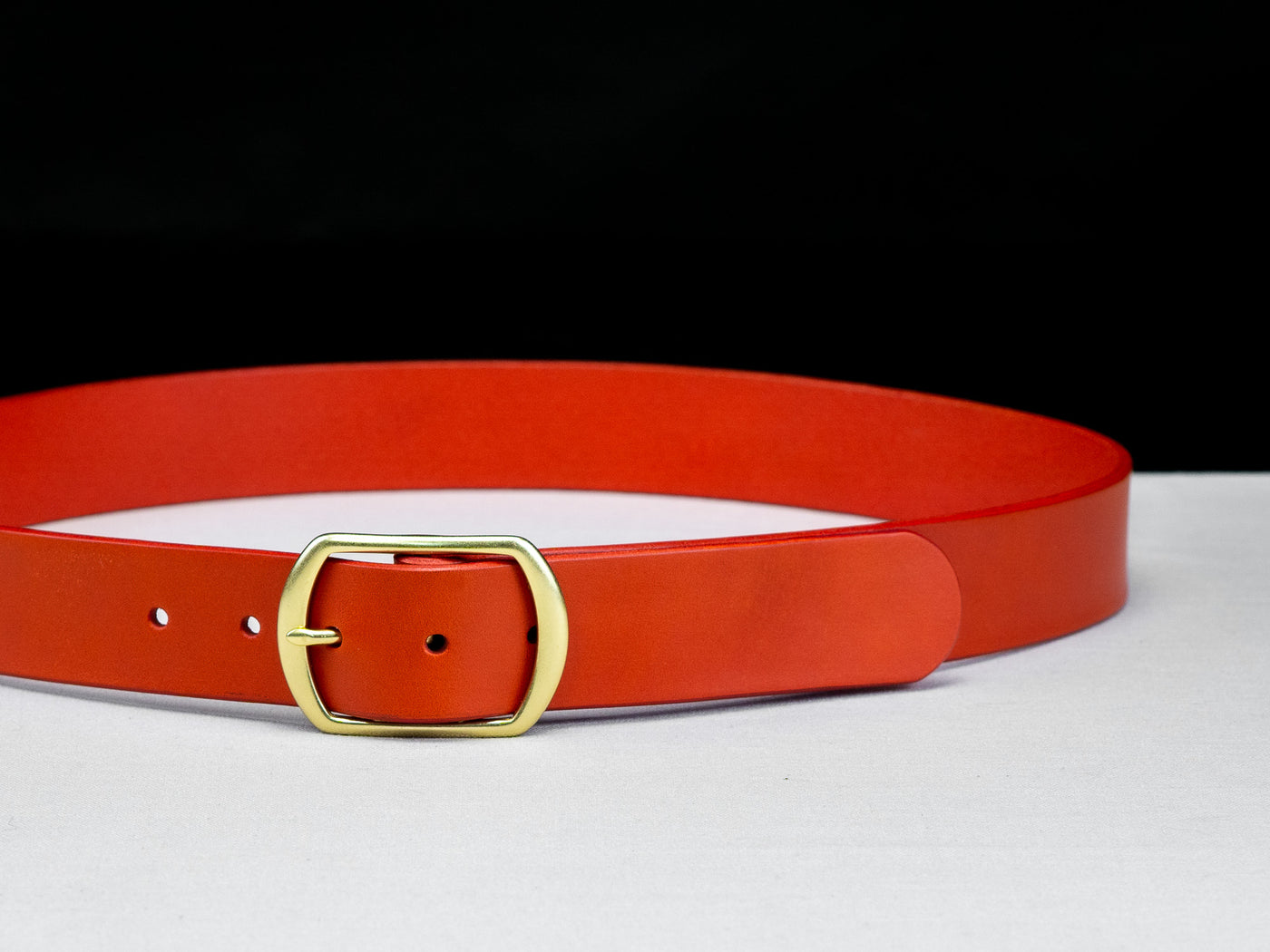 Leather Belt Symmetria ~ Red Belt with Centre-bar Buckle - Atlas Leathercraft - Handmade Australian Leather Goods