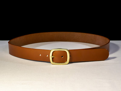 Leather Belt Diem ~ Conker Brown Sedgwick Belt with Centre-bar Buckle - Atlas Leathercraft - Handmade Australian Leather Goods
