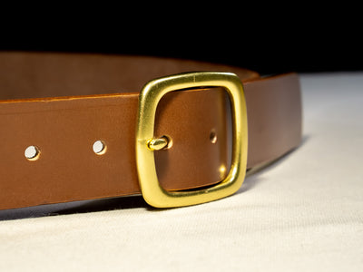 Leather Belt Diem ~ Conker Brown Sedgwick Belt with Centre-bar Buckle - Atlas Leathercraft - Handmade Australian Leather Goods