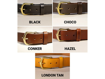Leather Belt Diem ~ Conker Brown Sedgwick Belt with Heel-bar Buckle - Atlas Leathercraft - Handmade Australian Leather Goods