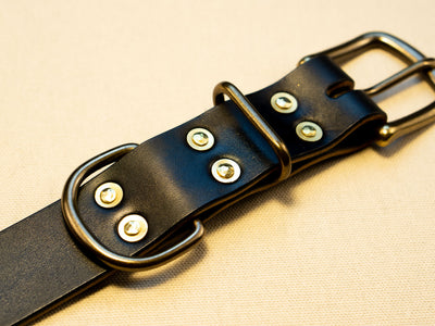 Leather Belt Dog Collar - Black English Bridle Leather - Atlas Leathercraft - Handmade Australian Leather Goods