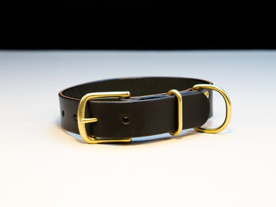 Leather Belt Dog Collar - Black English Bridle Leather - Atlas Leathercraft - Handmade Australian Leather Goods
