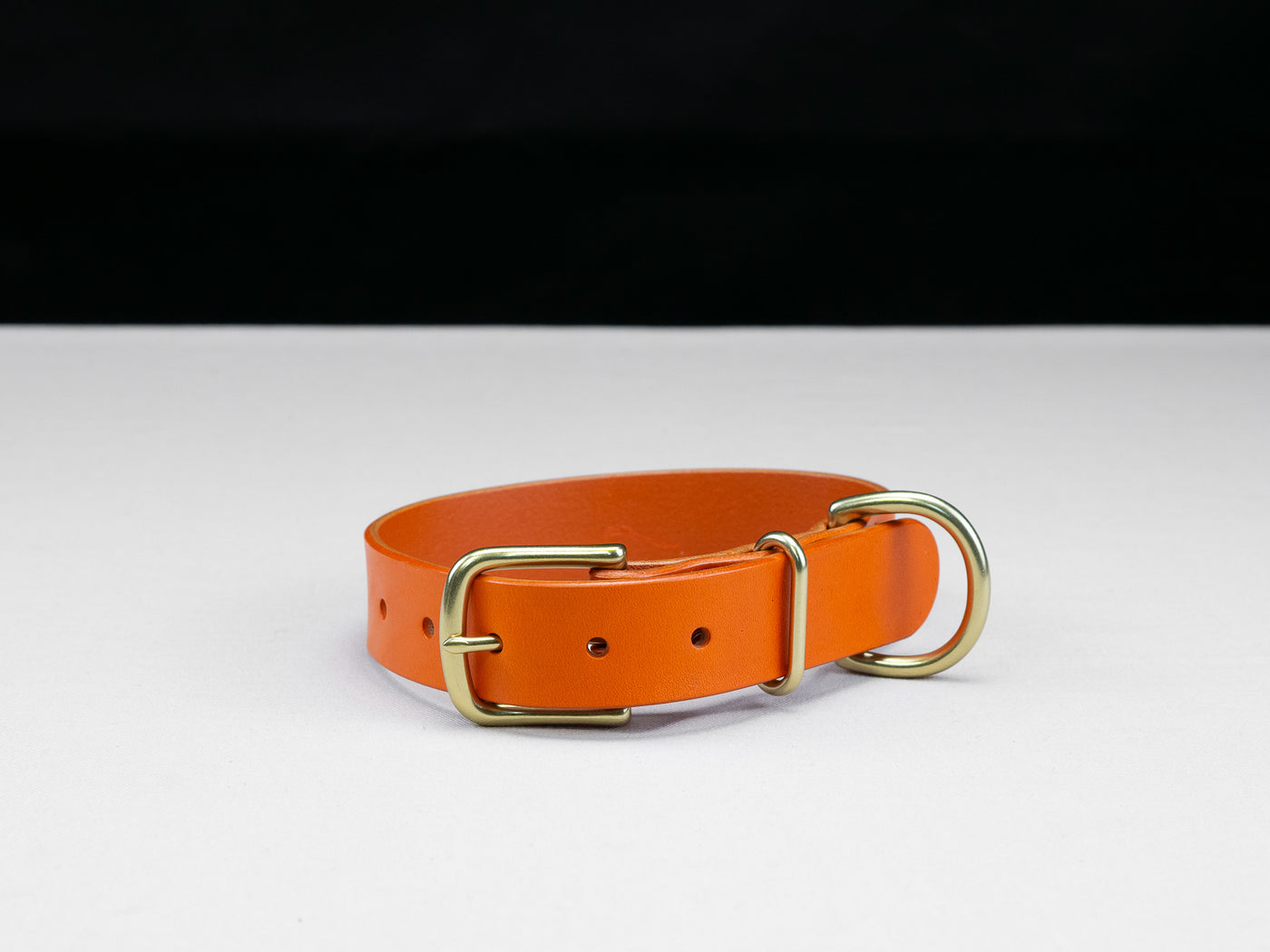 Leather Belt Dog Collar - Carrot Orange English Bridle Leather - Atlas Leathercraft - Handmade Australian Leather Goods