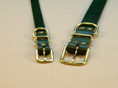 Leather Belt Dog Collar - Zucchini Green English Bridle Leather - Atlas Leathercraft - Handmade Australian Leather Goods