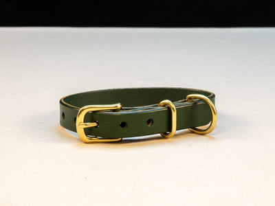 Leather Belt Dog Collar - Zucchini Green English Bridle Leather - Atlas Leathercraft - Handmade Australian Leather Goods