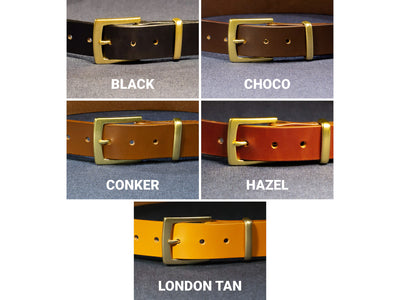 Leather Belt Opus ~ Conker Brown Sedgwick Belt with Heel-bar Buckle - Atlas Leathercraft - Handmade Australian Leather Goods