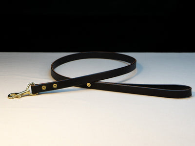 Leather Belt Dog Lead - Black English Bridle Leather - Atlas Leathercraft - Handmade Australian Leather Goods