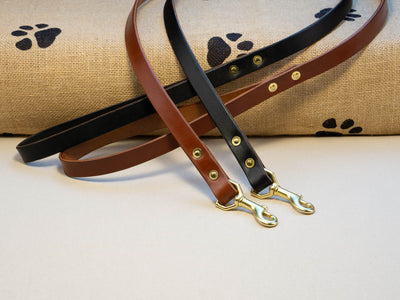 Leather Belt Dog Lead - Black English Bridle Leather - Atlas Leathercraft - Handmade Australian Leather Goods
