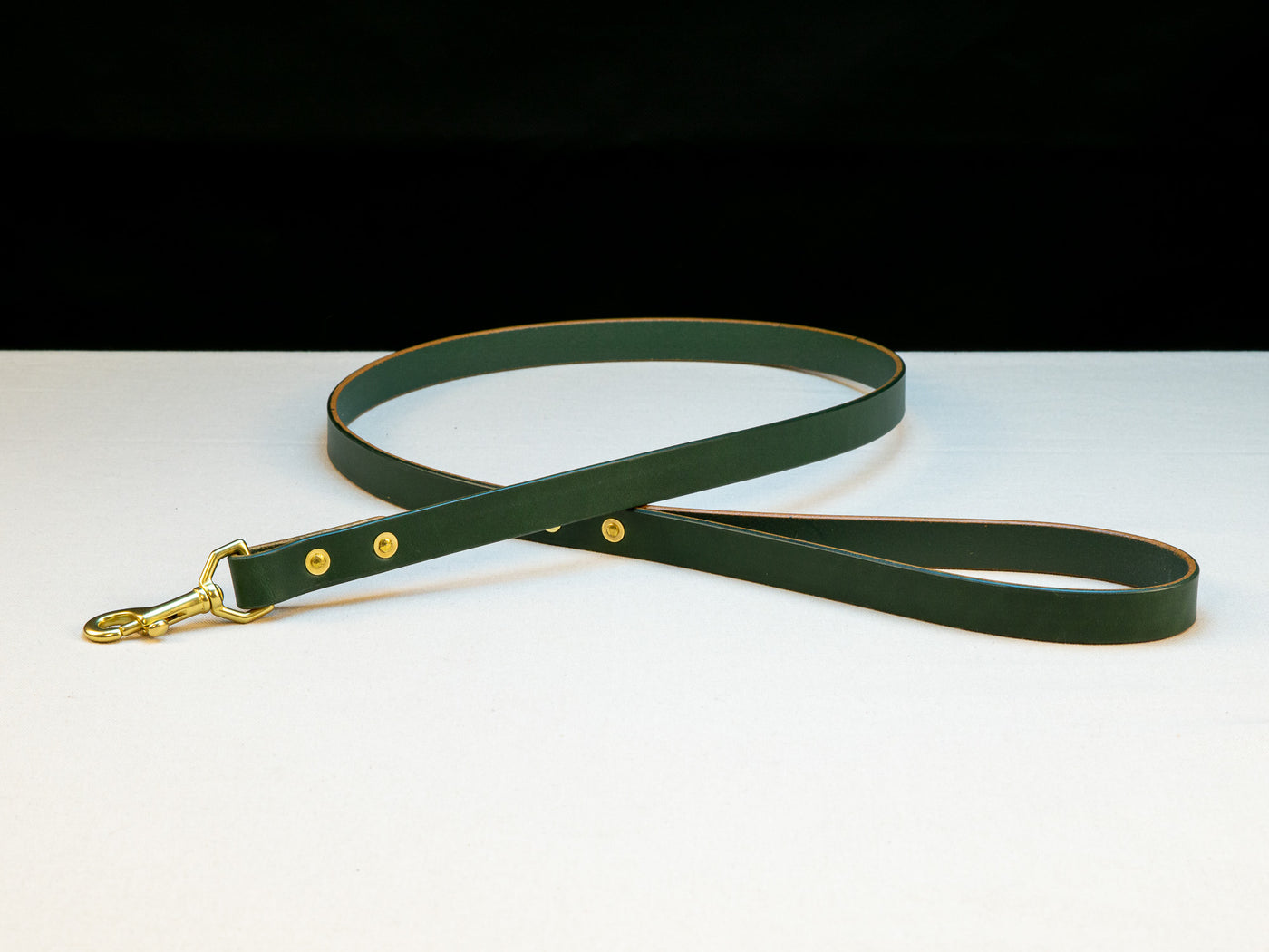 Leather Belt Dog Lead - Zucchini Green English Bridle Leather - Atlas Leathercraft - Handmade Australian Leather Goods